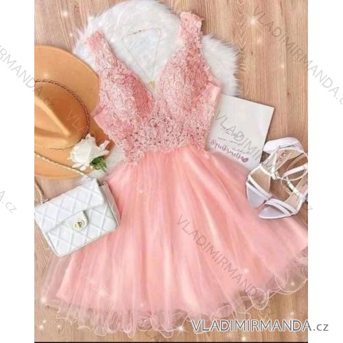 Elegante ärmellose Ballkleid-Spitze (uni s-m) ITALIENISCHE ART UND WEISE IM919919