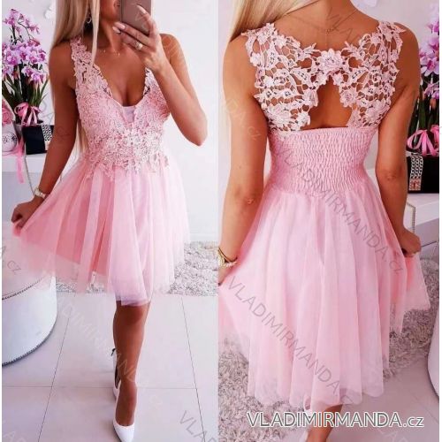 Elegante ärmellose Ballkleid-Spitze (uni s-m) ITALIENISCHE ART UND WEISE IM919919