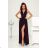 Langes, elegantes Damenkleid mit breiten Trägern (SL) FRENCH FASHION FMPEL23VELVET - Farbe   schwarz - Velikost   40