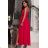 Trägerloses langes Partykleid aus Satin für Damen (34-42) POLISH FASHION PMLEL24NATHALIE rot 42