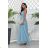Trägerloses langes Partykleid aus Satin für Damen (34-42) POLISH FASHION PMLEL24NATHALIE hellblau 42