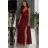 Trägerloses langes Partykleid aus Satin für Damen (34-42) POLISH FASHION PMLEL24NATHALIE Burgund 42