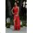 Trägerloses langes Partykleid aus Satin für Damen (34-42) POLISH FASHION PMLEL24NATHALIE rot 34