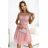 522-1 CATERINA Feminines Kleid mit Guipure und zartem Tüll – Puderrosa