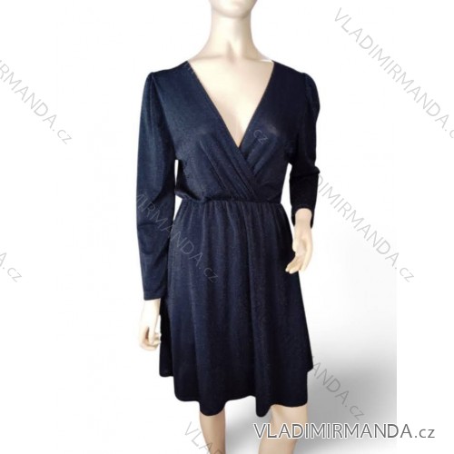 Šaty košilové dlouhý rukáv dámské (S/M ONE SIZE) ITALSKÁ MÓDA IM622105 - Farbe   schwarz - Velikost   S/M