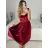 Langes Chiffon-Kurzarmkleid für Damen (S/M ONE SIZE) ITALIAN FASHION IMWGS231048 Burgund S/M