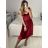 Langes Chiffon-Kurzarmkleid für Damen (S/M ONE SIZE) ITALIAN FASHION IMWGS231048 Burgund S/M