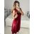 Langes Chiffon-Kurzarmkleid für Damen (S/M ONE SIZE) ITALIAN FASHION IMWGS231048 Burgund S/M