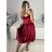 Langes Chiffon-Kurzarmkleid für Damen (S/M ONE SIZE) ITALIAN FASHION IMWGS231048 Burgund S/M
