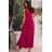 Trägerloses langes Partykleid aus Satin für Damen (34-42) POLISH FASHION PMLEL24NATHALIE Himbeere 40