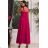 Trägerloses langes Partykleid aus Satin für Damen (34-42) POLISH FASHION PMLEL24NATHALIE Himbeere 40