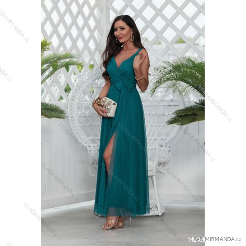 Trägerloses langes Partykleid aus Satin für Damen (34-42) POLISH FASHION PMLEL24NATHALIE Kerosin 40