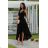 Trägerloses langes Partykleid aus Satin für Damen (34-42) POLISH FASHION PMLEL24NATHALIE schwarz 40
