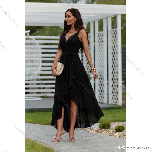 Trägerloses langes Partykleid aus Satin für Damen (34-42) POLISH FASHION PMLEL24NATHALIE schwarz 40