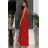 Trägerloses langes Partykleid aus Satin für Damen (34-42) POLISH FASHION PMLEL24NATHALIE rot 34