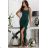 Trägerloses langes Partykleid aus Satin für Damen (34-42) POLISH FASHION PMLEL24NATHALIE grün 42