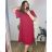 Kurzarmkleid für Damen in Übergröße (L-3XL) POLISH FASHION FMF24LEONA - Farbe   pink - Velikost   48
