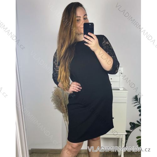Kurzarmkleid für Damen in Übergröße (L-3XL) POLISH FASHION PMF20013 - Farbe   schwarz - Velikost   48