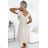 425-7 MATILDE Kleid mit Ausschnitt und kurzen Ärmeln – beige Farbe