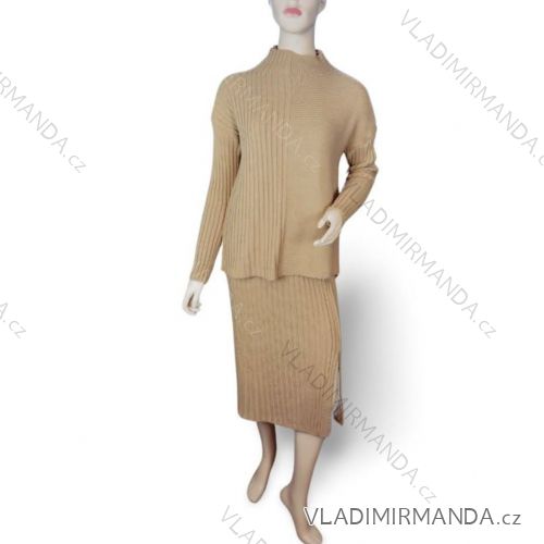 Set aus langärmligem Strickrock und Rollkragenpullover für Damen (Einheitsgröße S/M) ITALIAN FASHION IMPGM233769