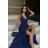 Damen Plus Size (42-46) langes elegantes ärmelloses Partykleid POLISH FASHION PMLBC23265-10 dunkelblau 44