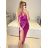 Šaty elegantní společenské na ramínka dámské (S/M ONE SIZE) ITALSKÁ MÓDA IM321608 S/M rot