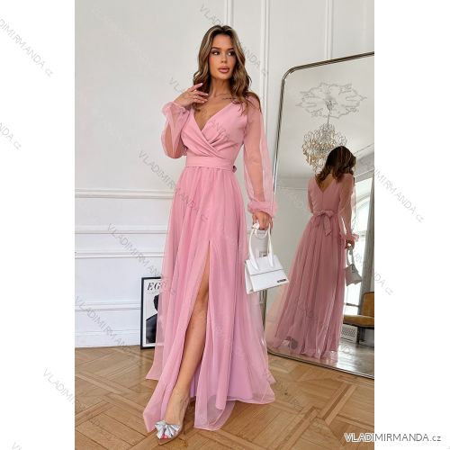 Damen Plus Size (42-46) langes elegantes ärmelloses Partykleid POLISH FASHION PMLBC23265-10 pink 48