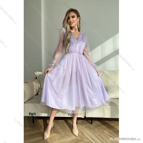 Damen Plus Size (42-46) langes elegantes ärmelloses Partykleid POLISH FASHION PMLBC23265-10 weiß 42