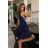 Damen Plus Size (42-46) langes elegantes ärmelloses Partykleid POLISH FASHION PMLBC23265-10 dunkelblau 34