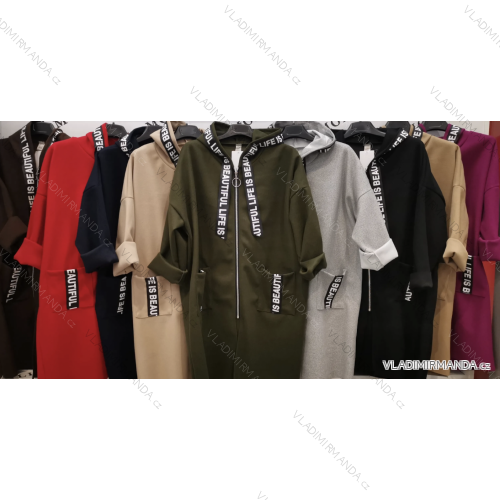 Langärmliger, übergroßer Kapuzen-Sweatshirtmantel mit Reißverschluss für Damen (S/M EINHEITSGRÖSSE) ITALIAN FASHION IMPLI2385141
