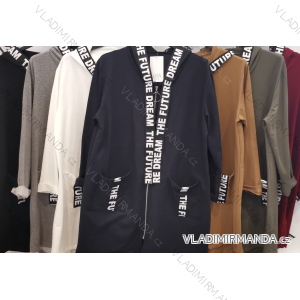 Langärmliger, übergroßer Kapuzen-Sweatshirtmantel mit Reißverschluss für Damen (Einheitsgröße S/M/L) ITALIAN FASHION IMPLI249611