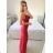 Šaty elegantní společenské na ramínka dámské (S/M ONE SIZE) ITALSKÁ MÓDA IM321608 -   růžová fuchsiová -   S/M/L
