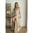 Damen Plus Size (42-46) langes elegantes ärmelloses Partykleid POLISH FASHION PMLBC23265-10 beige 38