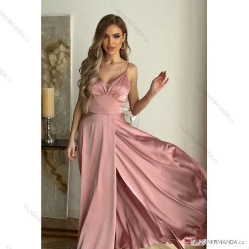 Damen Plus Size (42-46) langes elegantes ärmelloses Partykleid POLISH FASHION PMLBC23265-10 pink 40