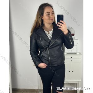 Damen-Kunstlederjacke in Übergröße (46-54) POLISH FASHION PMWK22B211939/DR