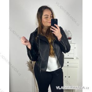 Damen-Kunstlederjacke in Übergröße (S-2XL) POLISH FASHION PMWB241937