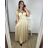 Langes, lässiges Kurzarmkleid für Damen (XL/2XL GROSSE GRÖSSE) ITALIAN FASHION IMPSH245441A Gold XL/2XL