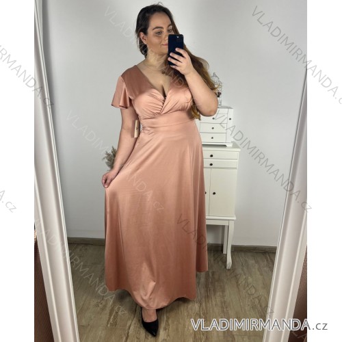 Langes, lässiges Kurzarmkleid für Damen (XL/2XL GROSSE GRÖSSE) ITALIAN FASHION IMPSH245441A XL/2XL altes Rosa