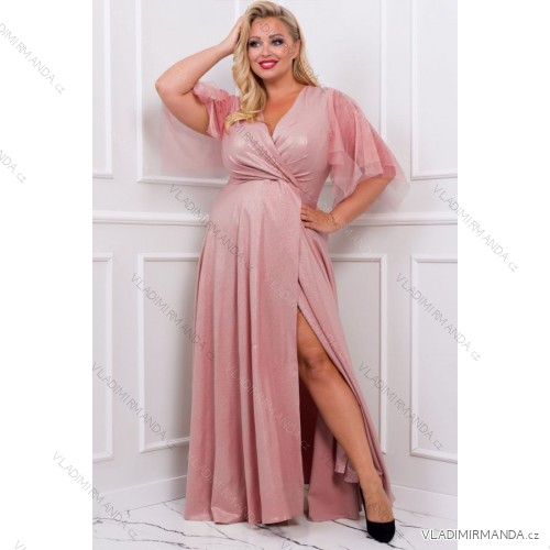 Damen Plus Size (42-46) langes elegantes ärmelloses Partykleid POLISH FASHION PMLBC23265-10 -   pink -   48