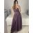 Kleid klassische Kurzarm Frauen (Uni S / M) ITALIAN FASHION IMC20203 lila M / L
