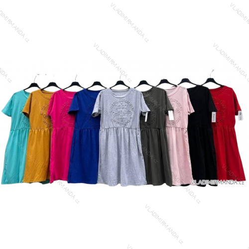 Kurzärmliges Sommerkleid aus Baumwolle für Damen (S / M / L / XL ONE SIZE) ITALIAN FASHION IMD22472