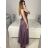 Kleid klassische Kurzarm Frauen (Uni S / M) ITALIAN FASHION IMC20203 lila M / L