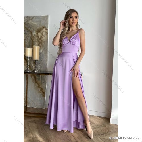 Damen Plus Size (42-46) langes elegantes ärmelloses Partykleid POLISH FASHION PMLBC23265-10 lila 40