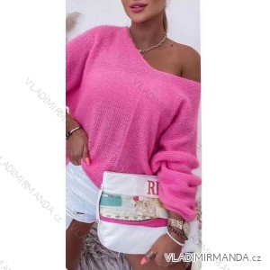 Gestrickter, schlanker, langärmliger Damenpullover mit Streifen (S/M EINHEITSGRÖSSE) ITALIAN FASHION IMWAE23019