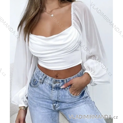 Langärmliges Crop-Top für Damen (Einheitsgröße S/M) ITALIAN FASHION IMPBB23B10882