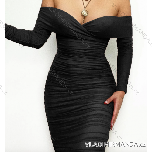 Langes Chiffon-Kurzarmkleid für Damen (S/M ONE SIZE) ITALIAN FASHION IMWGS231048