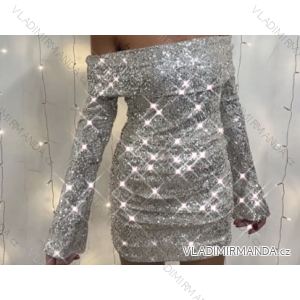 Langes Chiffon-Kurzarmkleid für Damen (S/M ONE SIZE) ITALIAN FASHION IMWGS231048