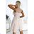 523-3 Tüllkleid mit Ausschnitt und Schleife – Beige