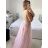 Langes Partykleid für Damen mit Trägern (S/M ONE SIZE) ITALIAN FASHION IMPSH2460030 rosa Lachs S/M