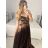Carmen langes, trägerloses, elegantes Satin-Damenkleid (S/M ONE SIZE) ITALIAN FASHION IMPBB22B22735/DR – Limettengrün – S/M